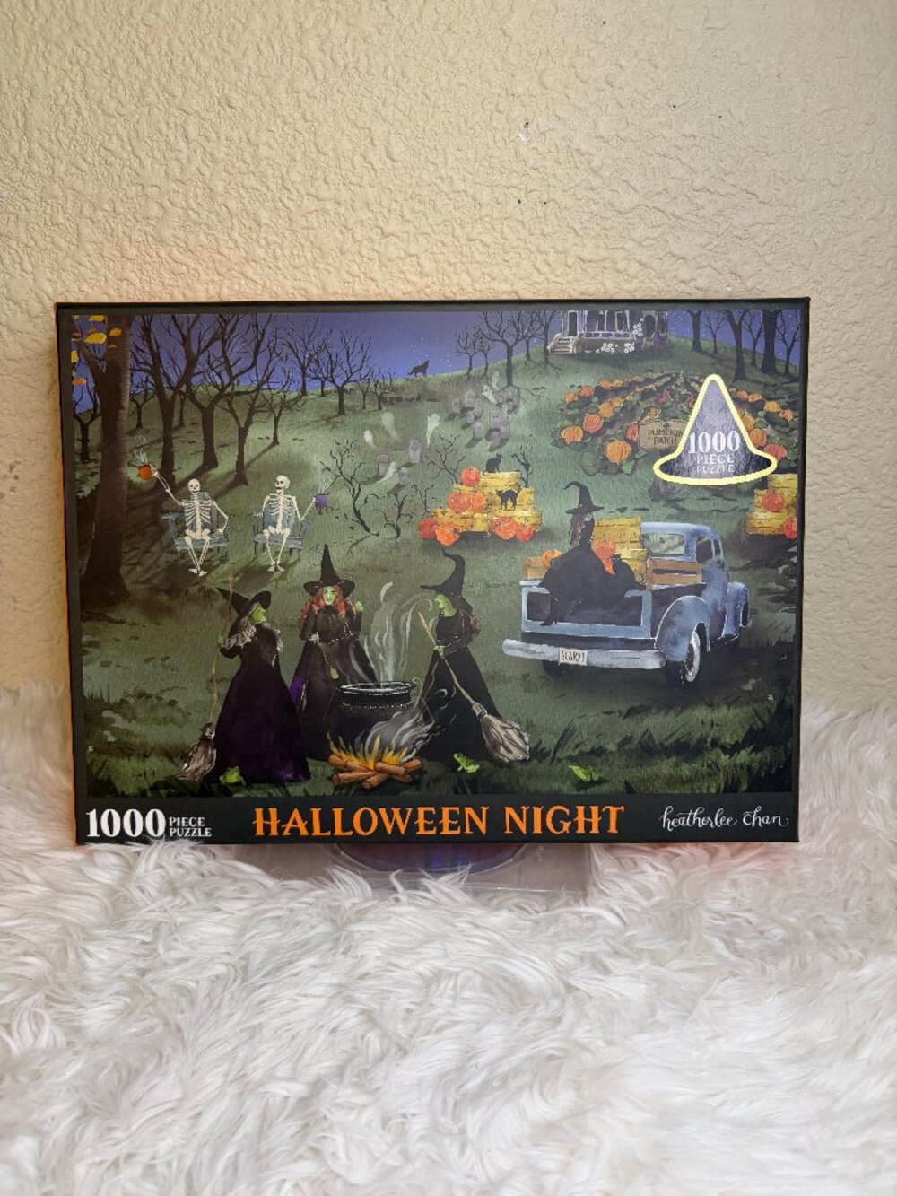 Halloween Night Heatherlee Chan 1000 Piece Puzzle Witches Skeletons Pumpkins NWT